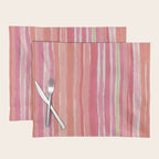 Pink Peach Summer Stripes Placemat Gallery Image 1