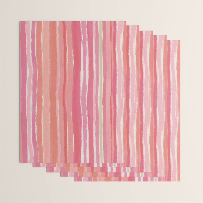 Pink Peach Summer Stripes Wrapping Paper Gallery Image 3