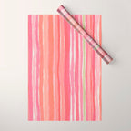 Pink Peach Summer Stripes Wrapping Paper Gallery Image 1