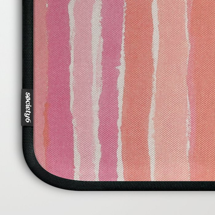 Pink Peach Summer Stripes Laptop Sleeve Gallery Image 3