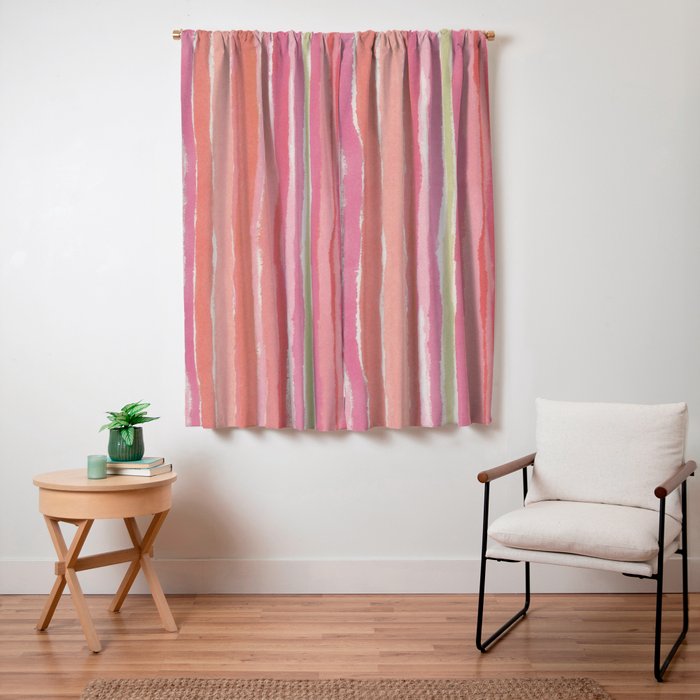 Pink Peach Summer Stripes Window Curtain Gallery Image 7
