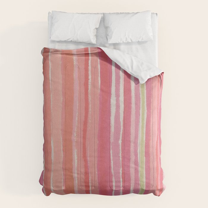Pink Peach Summer Stripes Comforter Gallery Image 1
