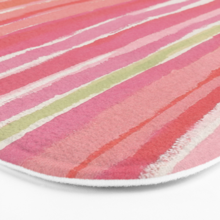 Pink Peach Summer Stripes Bath Mat Gallery Image 3