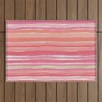 Pink Peach Summer Stripes Outdoor Rug Gallery Image 1