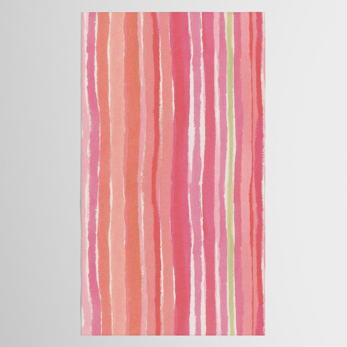 Pink Peach Summer Stripes Tablecloth Gallery Image 2