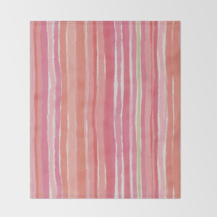 Pink Peach Summer Stripes Throw Blanket Gallery Image 2
