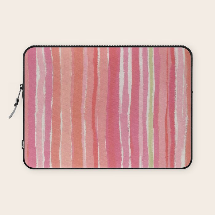 Pink Peach Summer Stripes Laptop Sleeve Gallery Image 1