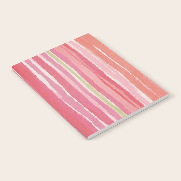 Pink Peach Summer Stripes Notebook Gallery Image 1