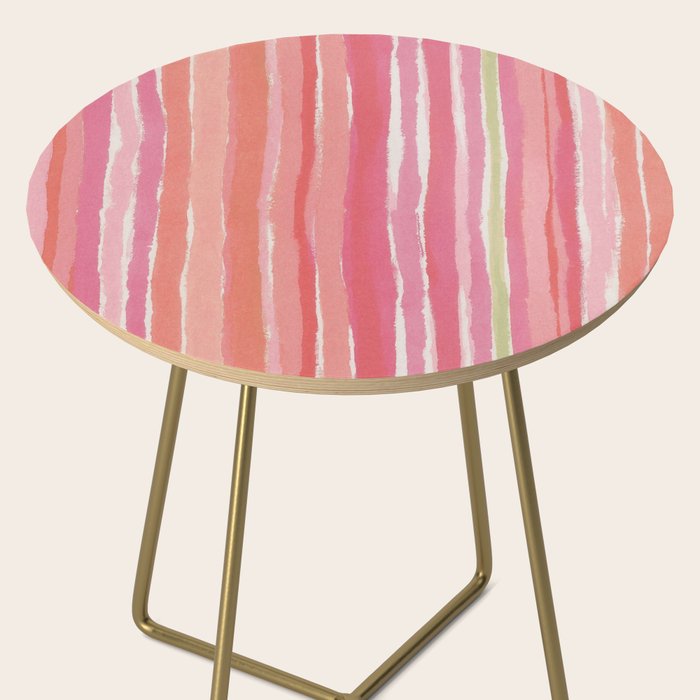 Pink Peach Summer Stripes Side Table Gallery Image 2