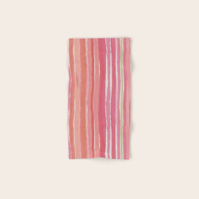 Pink Peach Summer Stripes Bath Towel Gallery Image 1