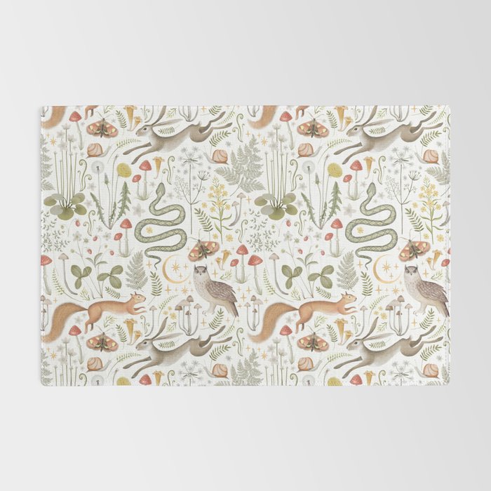 Enchanted Magical Midnight Forest Animals V Rug Gallery Image 2