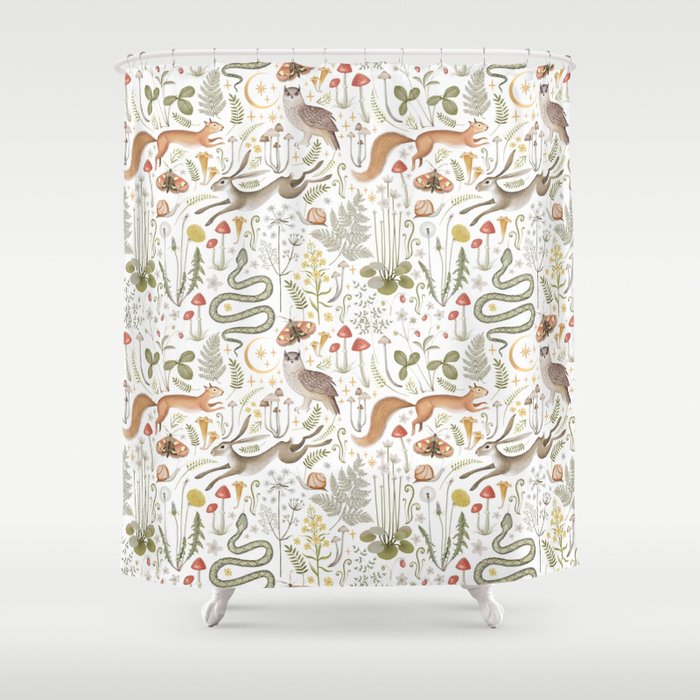 Enchanted Magical Midnight Forest Animals V Shower Curtain Gallery Image 1