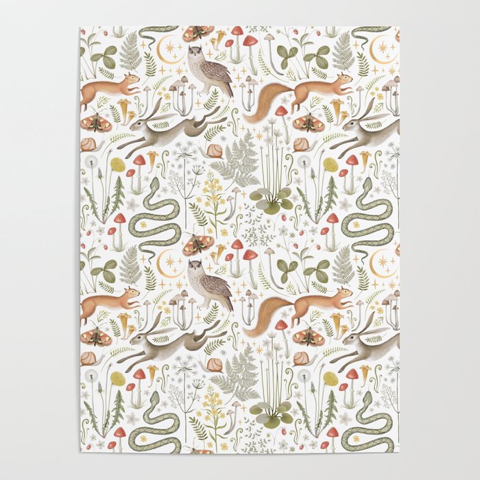 Enchanted Magical Midnight Forest Animals V Poster Gallery Image 4