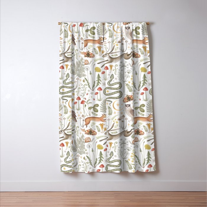Enchanted Magical Midnight Forest Animals V Window Curtain Gallery Image 3