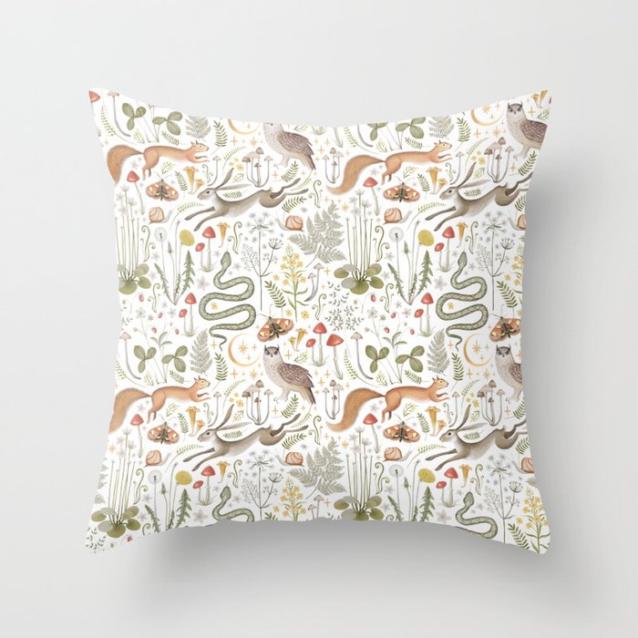 Enchanted Magical Midnight Forest Animals V Throw Pillow Gallery Image 6