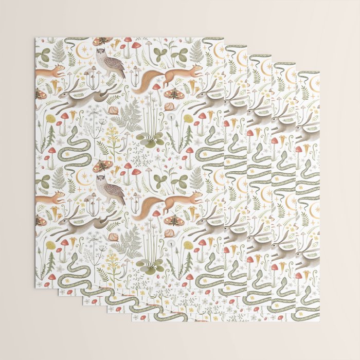 Enchanted Magical Midnight Forest Animals V Wrapping Paper Gallery Image 3