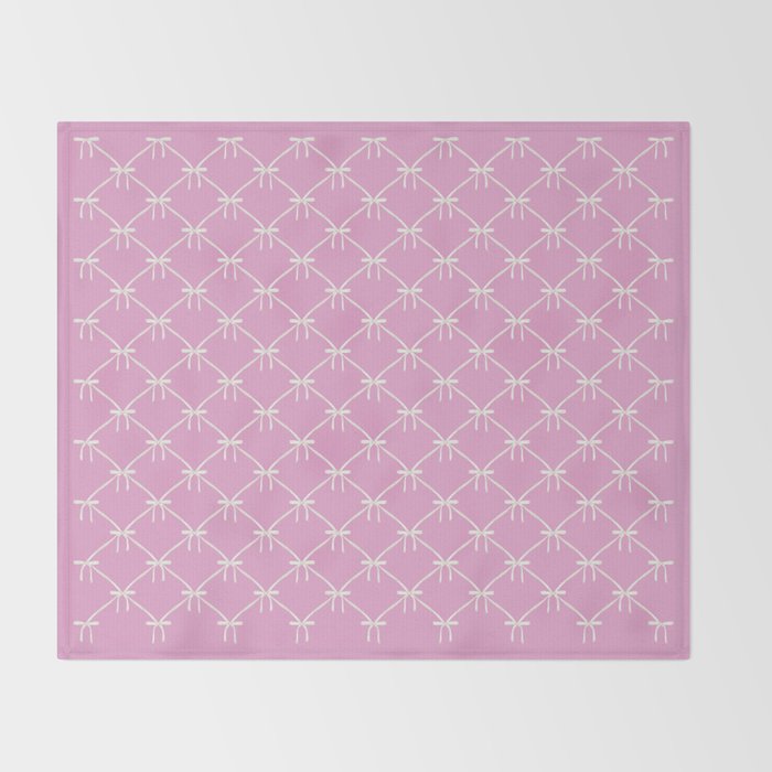 Bows & Ribbons Pattern LIII Y2K Fuchsia Pink Throw Blanket Gallery Image 2