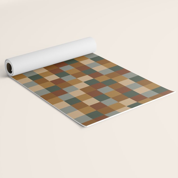 Bold Earthy Checks Pattern - Small VI Yoga Mat Gallery Image 2