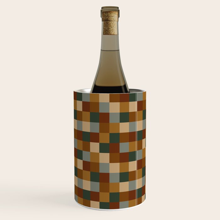 Bold Earthy Checks Pattern - Small VI Wine Chiller Gallery Image 1