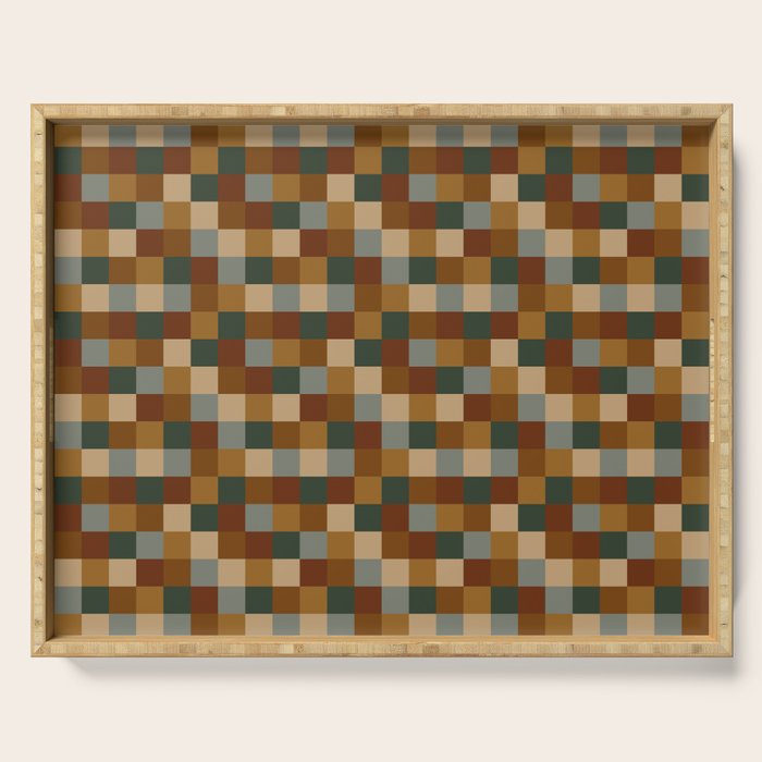 Bold Earthy Checks Pattern - Small VI Serving Tray Gallery Image 1