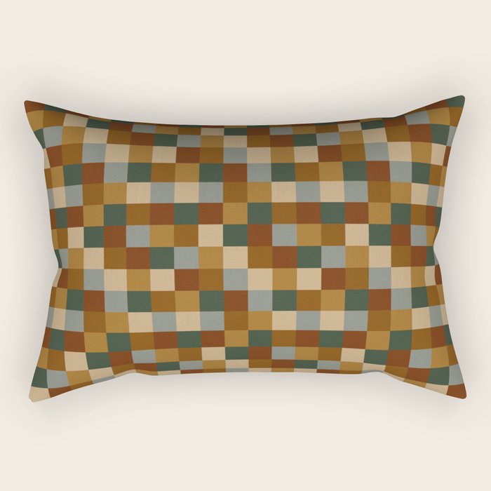 Bold Earthy Checks Pattern - Small VI Rectangular Pillow Gallery Image 1