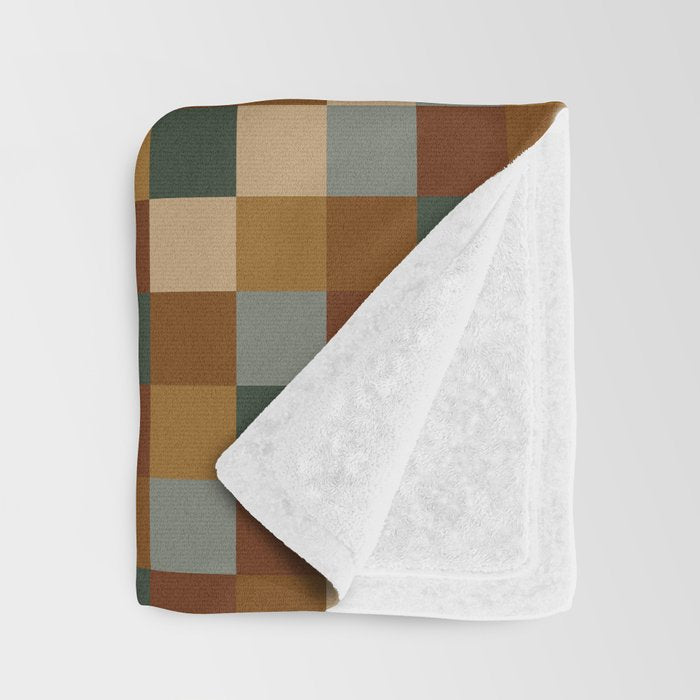 Bold Earthy Checks Pattern - Small VI Throw Blanket Gallery Image 3