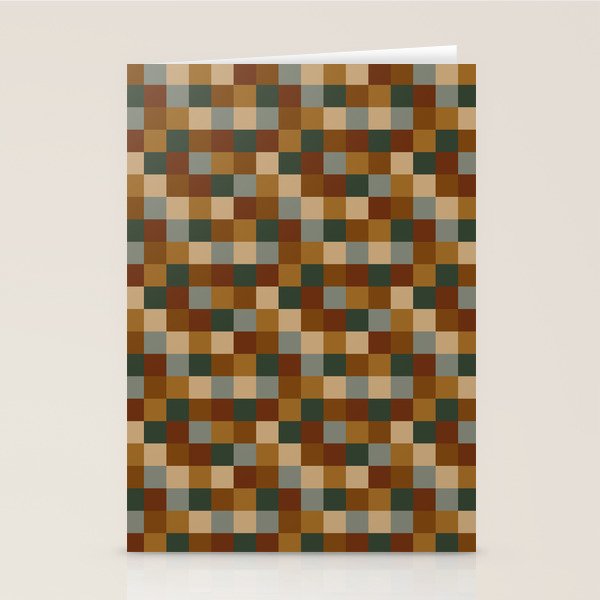 Bold Earthy Checks Pattern - Small VI Stationery Card Gallery Image 1