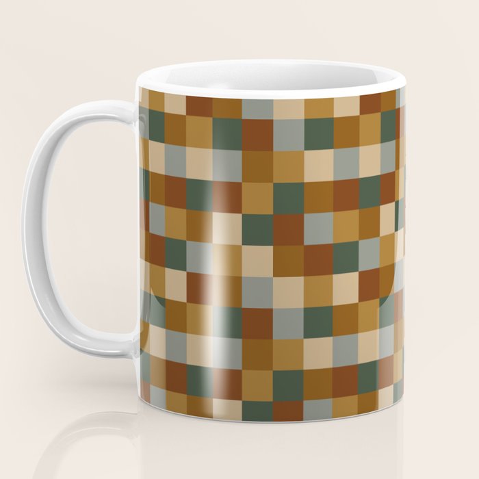 Bold Earthy Checks Pattern - Small VI Coffee Mug Gallery Image 3