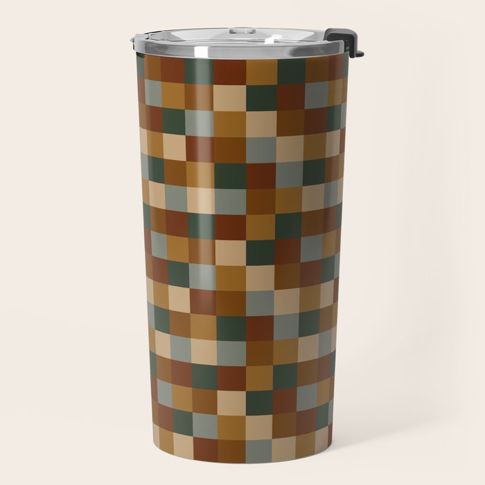 Bold Earthy Checks Pattern - Small VI Travel Mug Gallery Image 2