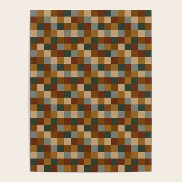 Bold Earthy Checks Pattern - Small VI Poster Gallery Image 4