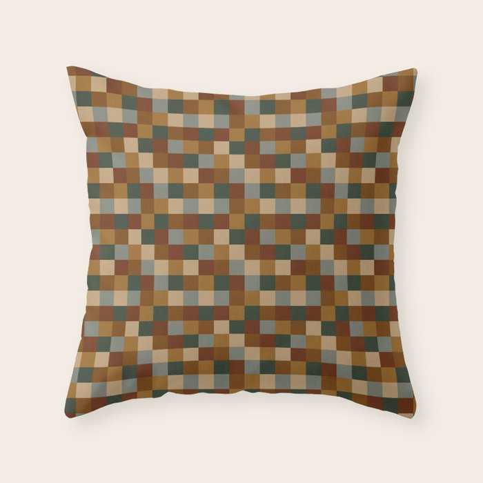 Bold Earthy Checks Pattern - Small VI Throw Pillow Gallery Image 6