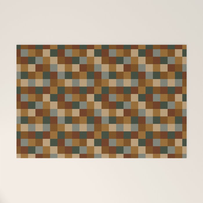 Bold Earthy Checks Pattern - Small VI Welcome Mat Gallery Image 1