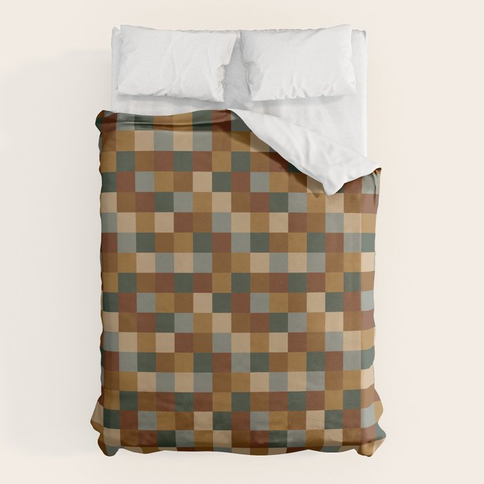 Bold Earthy Checks Pattern - Small VI Duvet Cover Gallery Image 1