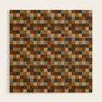 Bold Earthy Checks Pattern - Small VI Wood Wall Art Gallery Image 1