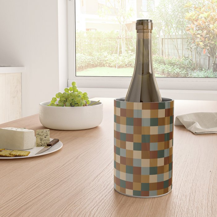 Bold Earthy Checks Pattern - Small VI Wine Chiller Gallery Image 4