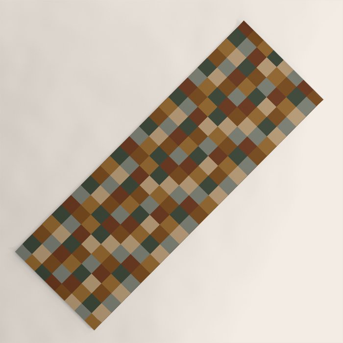 Bold Earthy Checks Pattern - Small VI Yoga Mat Gallery Image 1