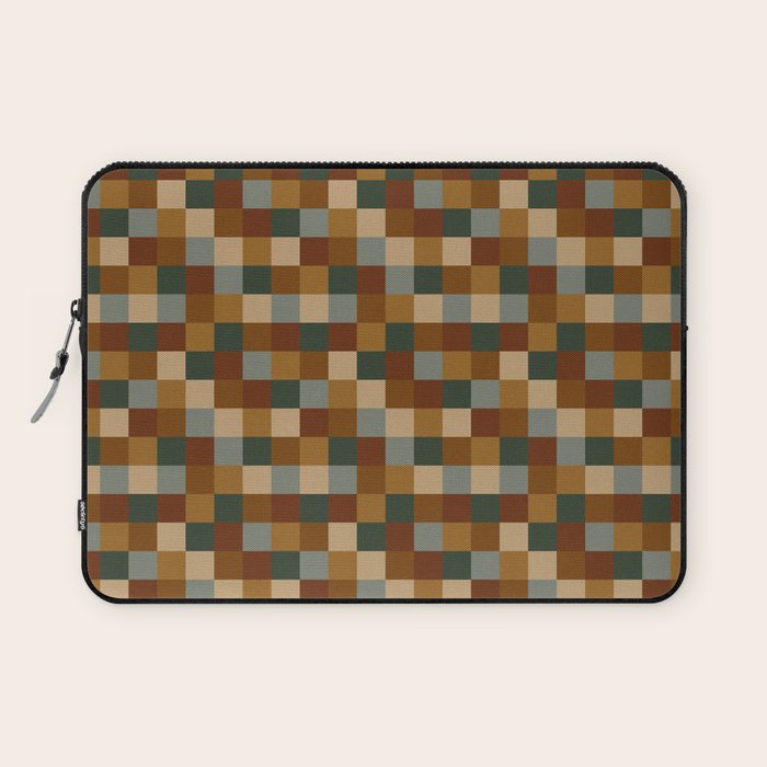 Bold Earthy Checks Pattern - Small VI Laptop Sleeve Gallery Image 1
