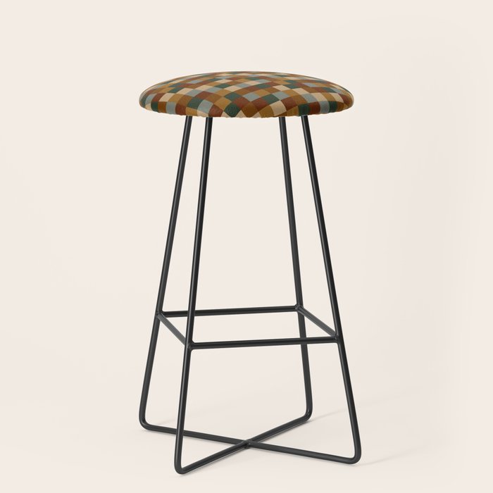 Bold Earthy Checks Pattern - Small VI Stool Gallery Image 1