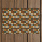 Bold Earthy Checks Pattern - Small VI Outdoor Rug Gallery Image 1