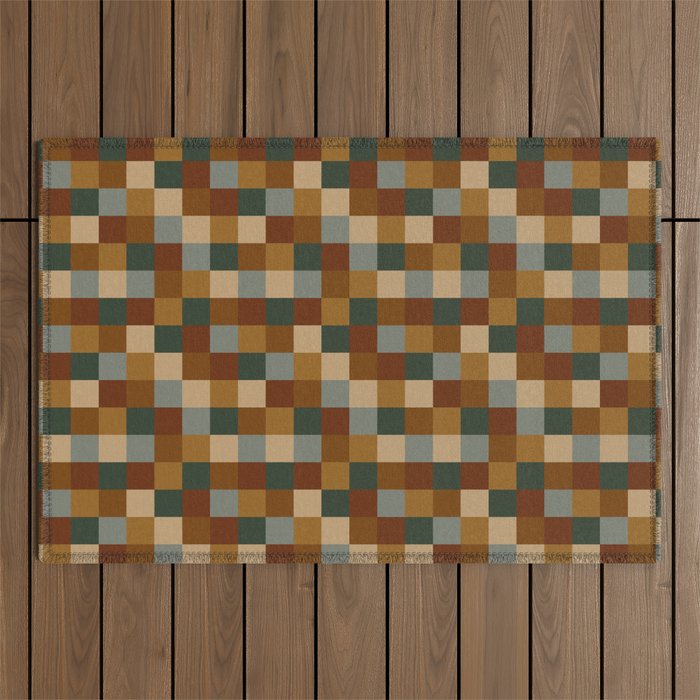 Bold Earthy Checks Pattern - Small VI Outdoor Rug Gallery Image 1