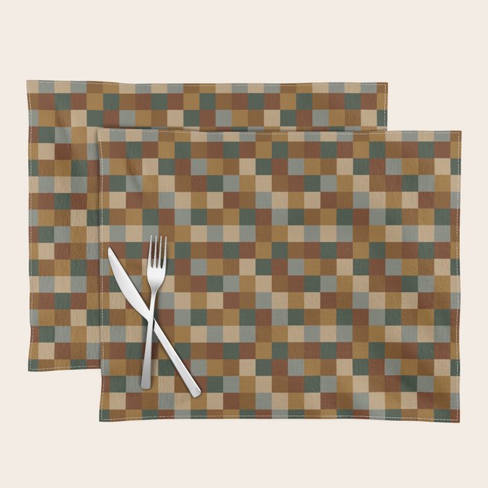 Bold Earthy Checks Pattern - Small VI Placemat Gallery Image 1