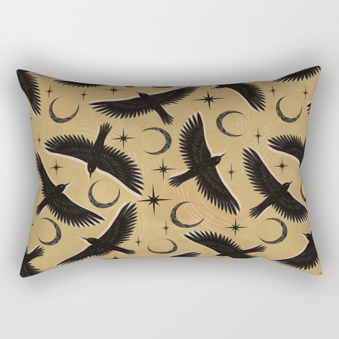 Raven with Shadow Yellow  Rectangular Pillow Gallery Image 2