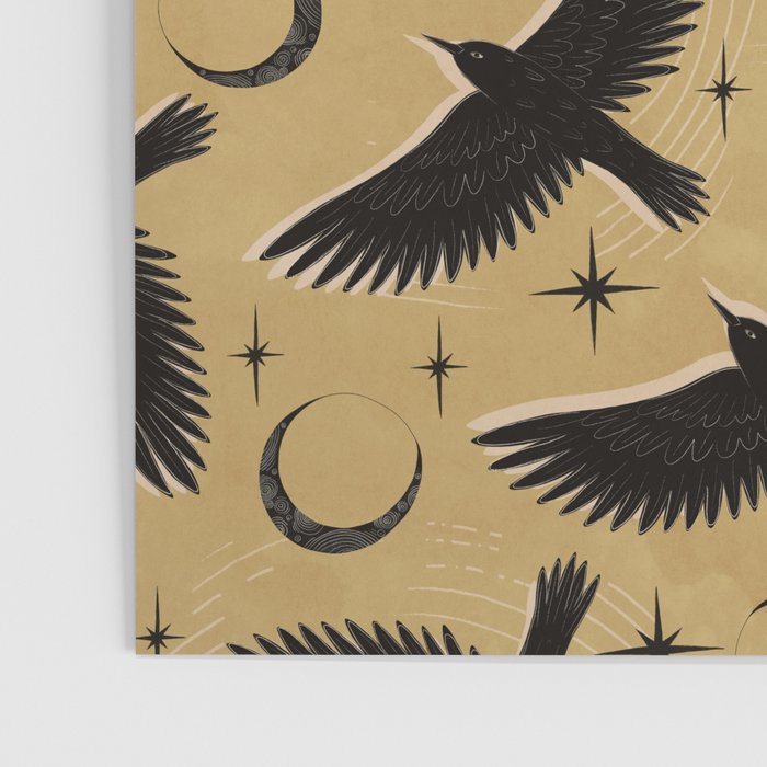 Raven with Shadow Yellow  Poster Gallery Image 3