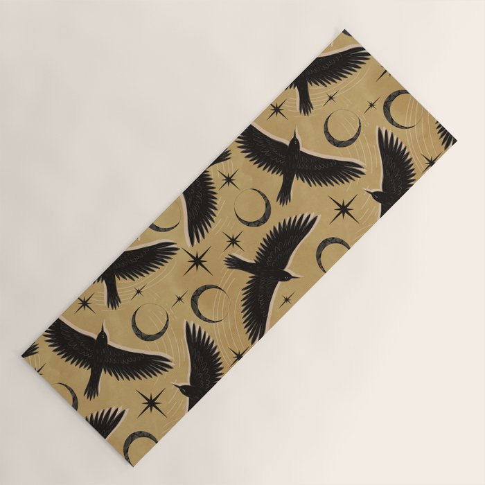 Raven with Shadow Yellow  Yoga Mat Gallery Image 1