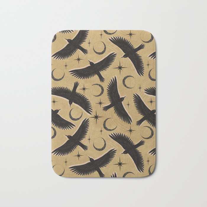 Raven with Shadow Yellow  Bath Mat Gallery Image 1