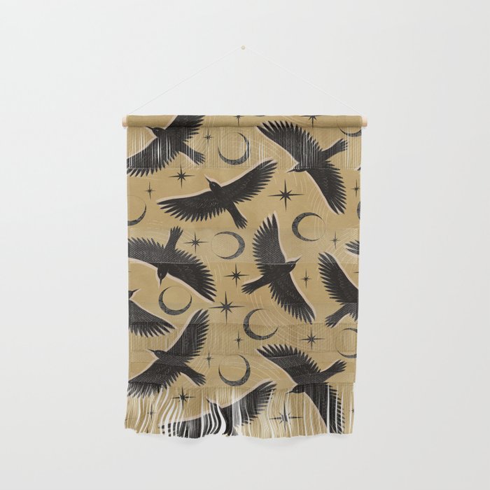 Raven with Shadow Yellow  Wall Hanging Gallery Image 1