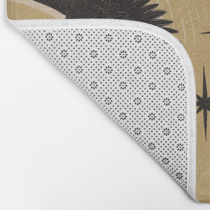 Raven with Shadow Yellow  Bath Mat Gallery Image 2