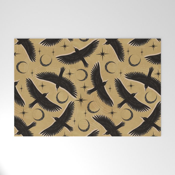 Raven with Shadow Yellow  Welcome Mat Gallery Image 1