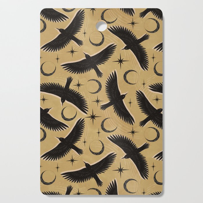 Raven with Shadow Yellow  Cutting Board Gallery Image 1