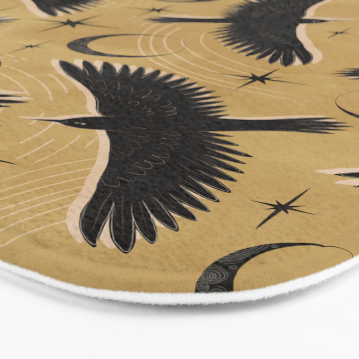 Raven with Shadow Yellow  Bath Mat Gallery Image 3